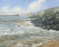SOLD – Church Beach, Lyme Regis – medium oil