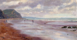SOLD - low tide at Charmouth beach – medium oil